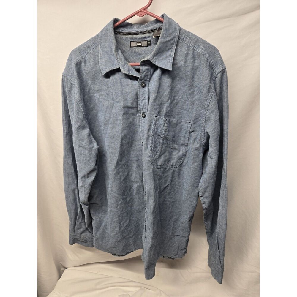 REI Men's Collared Shirt Long-Sleeve‎ Button-Up Pocket Blue Size Medium